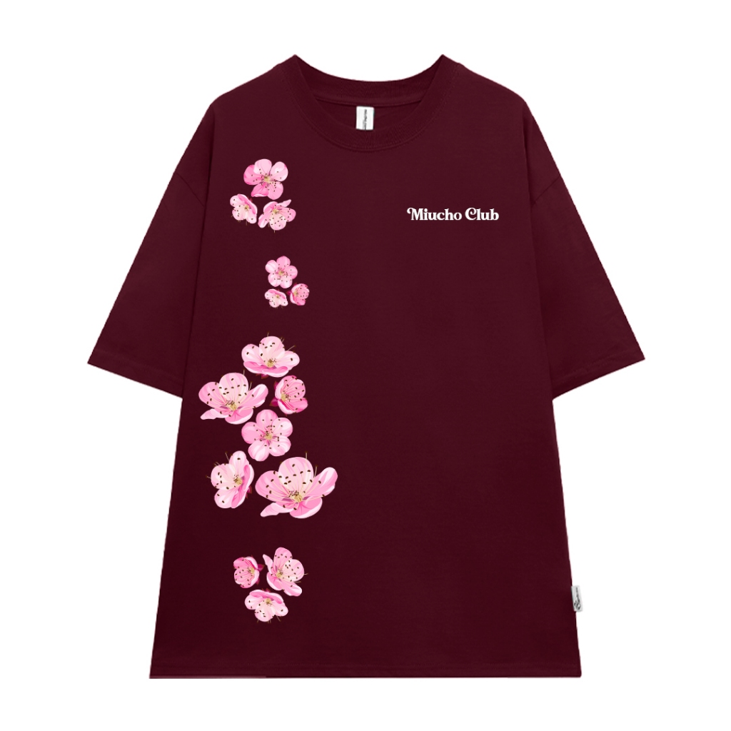 Áo thun Tết in hoa đào form rộng local brand ATD923 Miucho tay ngắn cổ tròn in mix_thumbnail_18
