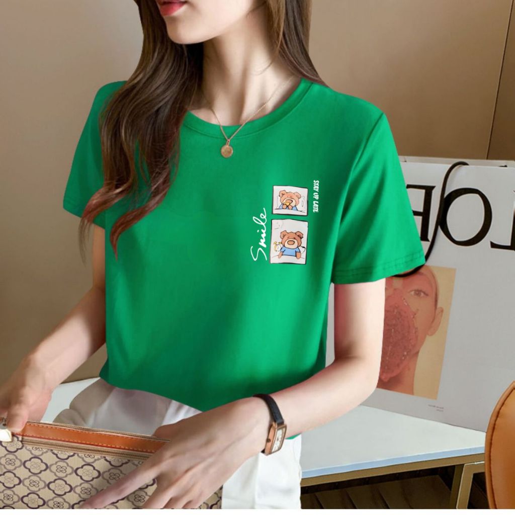 [Form Vừa] Áo thun nữ form vừa in hai hình gấu SMILE - Áo phông nữ VT7261_thumbnail_4