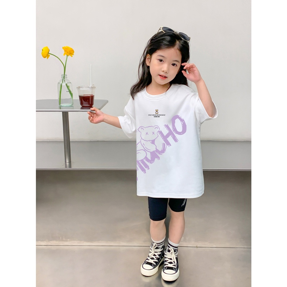 Áo thun cho bé gái form rộng AED1101 Miucho Kid tay ngắn vải cotton cổ tròn in mix_thumbnail_3