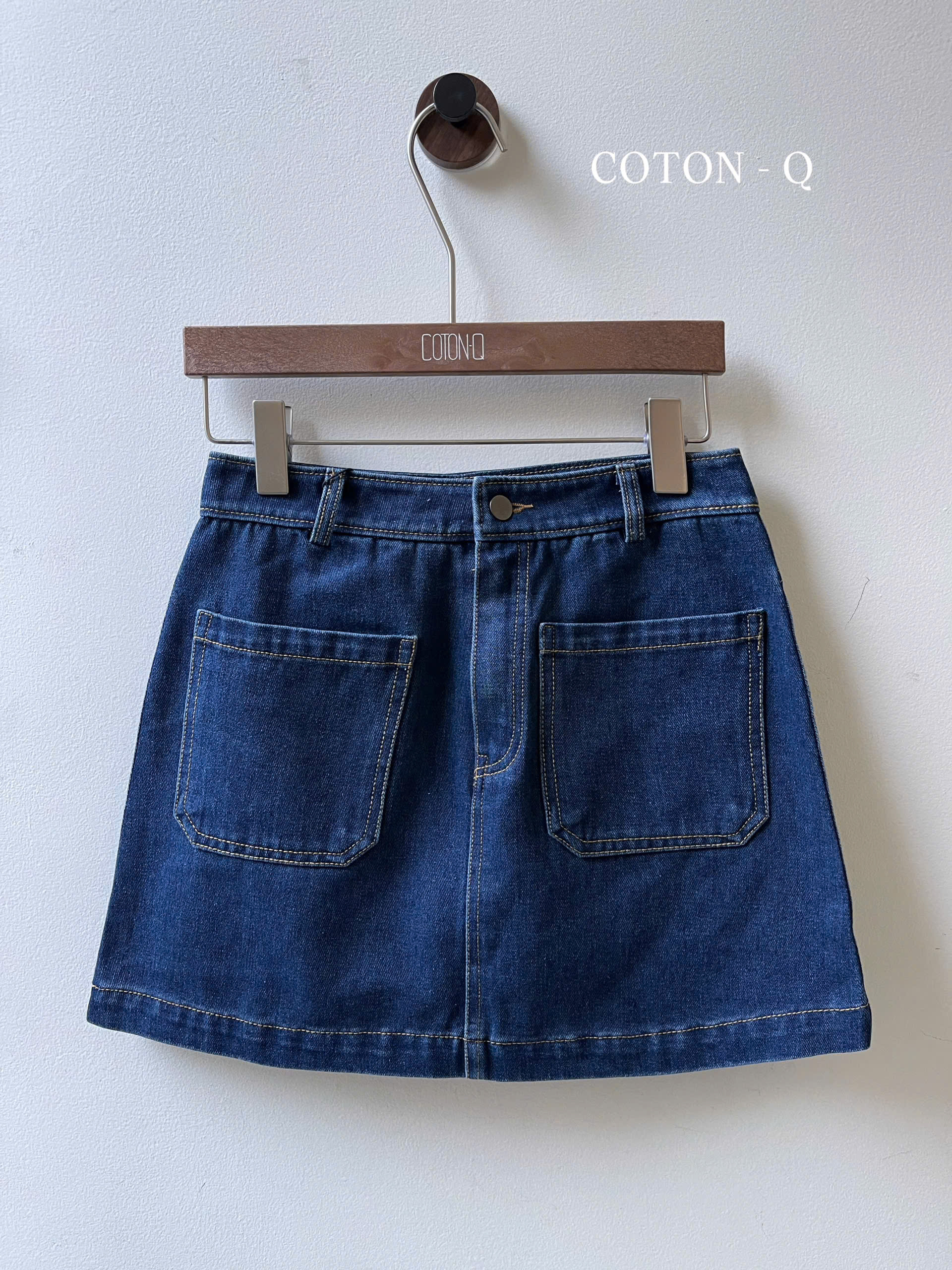 TS9 Chân váy ngắn Coton Q jean 2M ( ĐẬM )