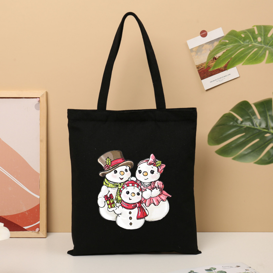 Túi vải canvas hình ông già Noel và người tuyết, có khoá kéo và ngăn phụ - 𝐖𝐞 𝐓𝐞𝐞 TOTE06_thumbnail_8
