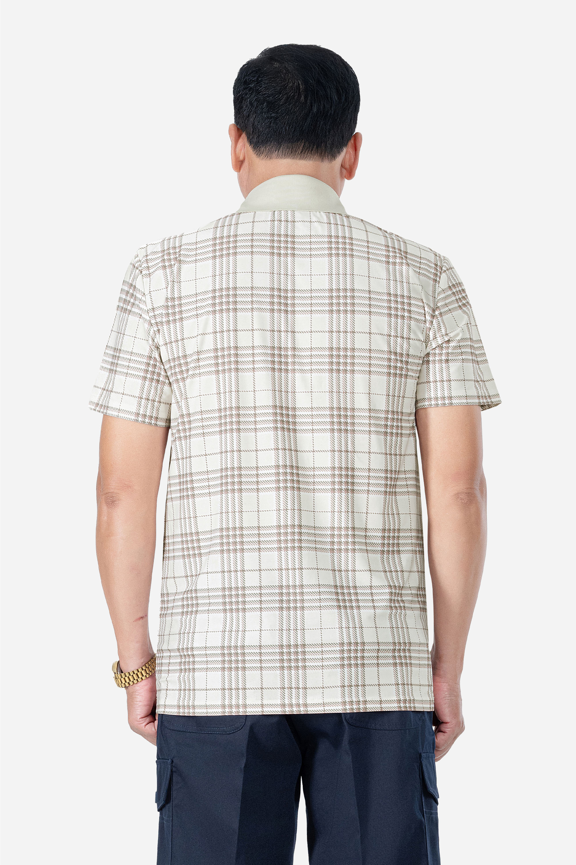 Áo Polo Kẻ Nam Trung Niên ANCHI Chất Liệu Cotton Mĩ Cao Cấp Phom Suông Vạt Ngang Màu Rêu Nhạt_thumbnail_10