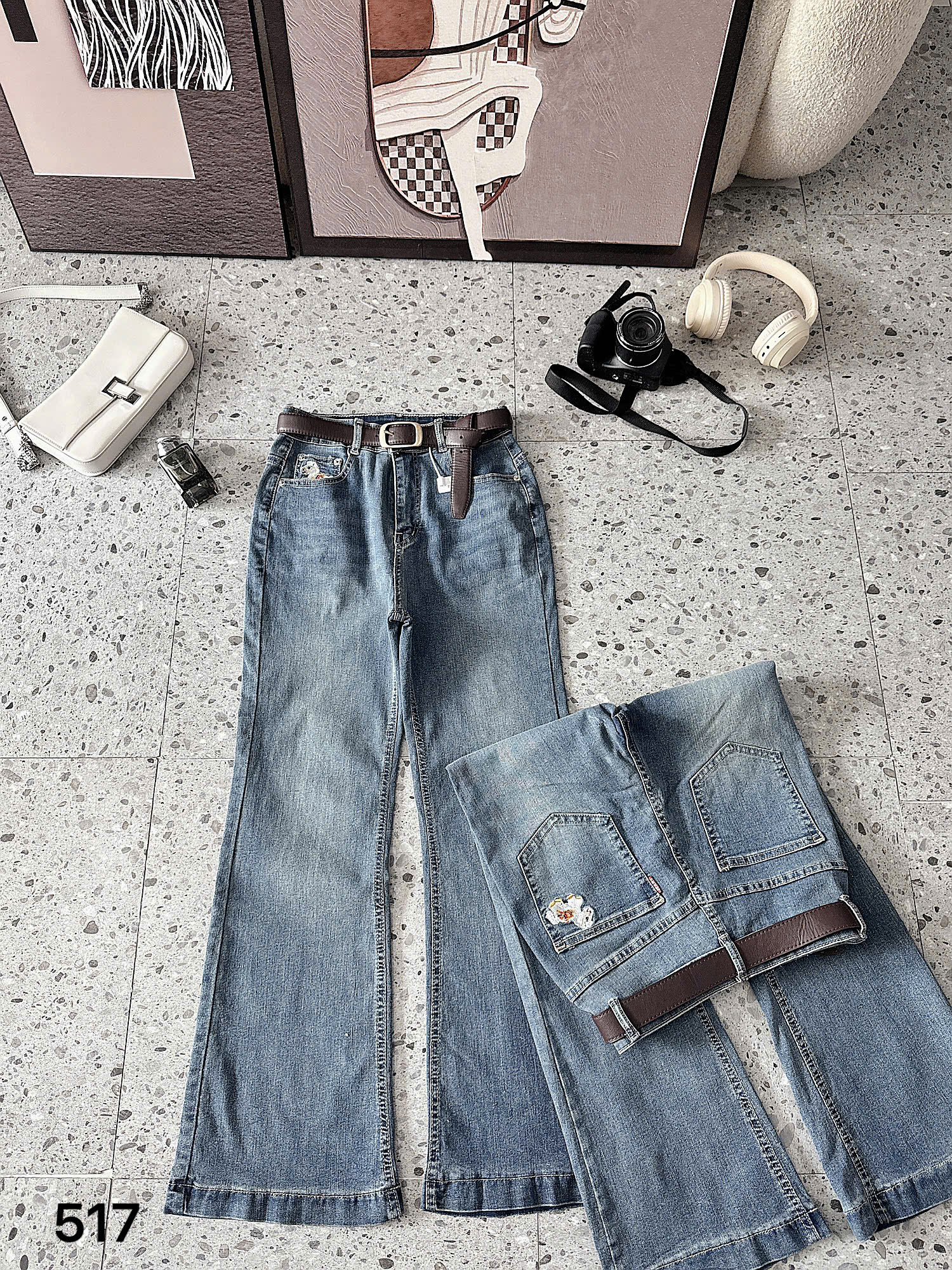 BIGSIZE - Quần jean ống loe thêu T-QJ517_thumbnail_3