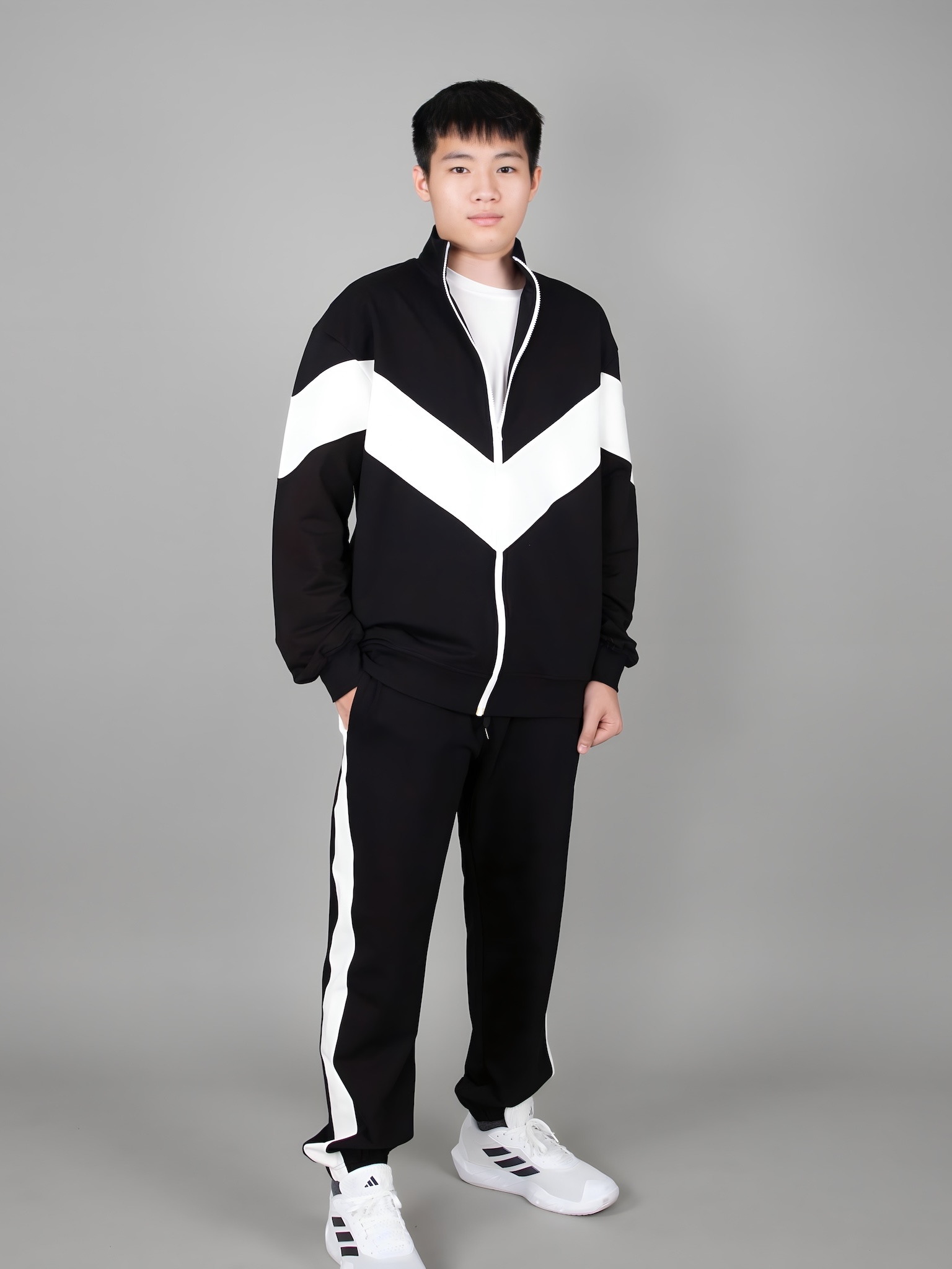 Áo khoác nỉ đen phối sọc trắng_thumbnail_4