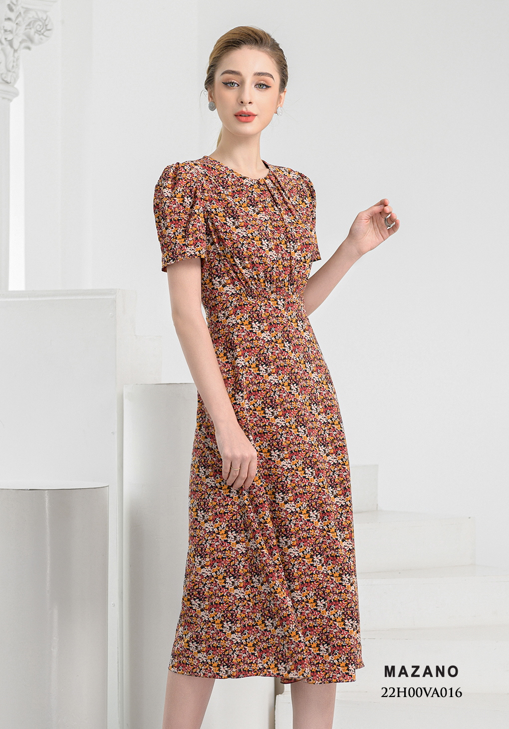 Đầm họa tiết tay bồng can eo chân xòe_thumbnail_2