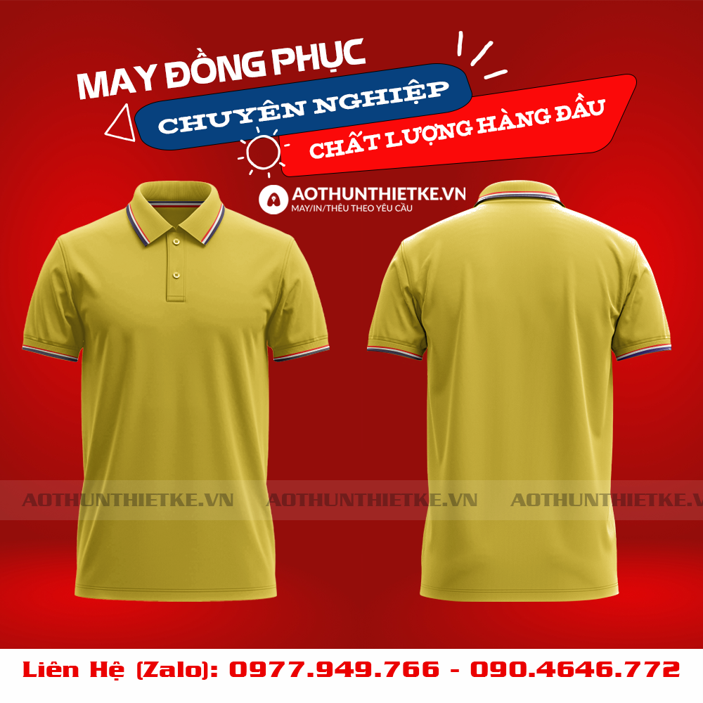 Áo Đồng Phục Polo 3 Sọc Vàng Nghệ_thumbnail_0