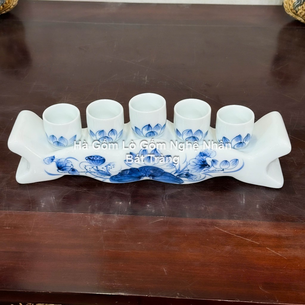 Sen Chàm Vẽ Tay Đồ Thờ Cúng Cao Cấp - Nghệ Nhân Bát Tràng Chế Tác - Bát hương lư hương - bộ đồ cúng_thumbnail_1