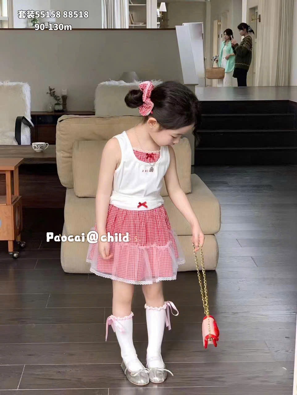 (S36) Set áo ba lỗ Mos kids mix cùng chân váy xoè kẻ caro đỏ sz90-130_thumbnail_0