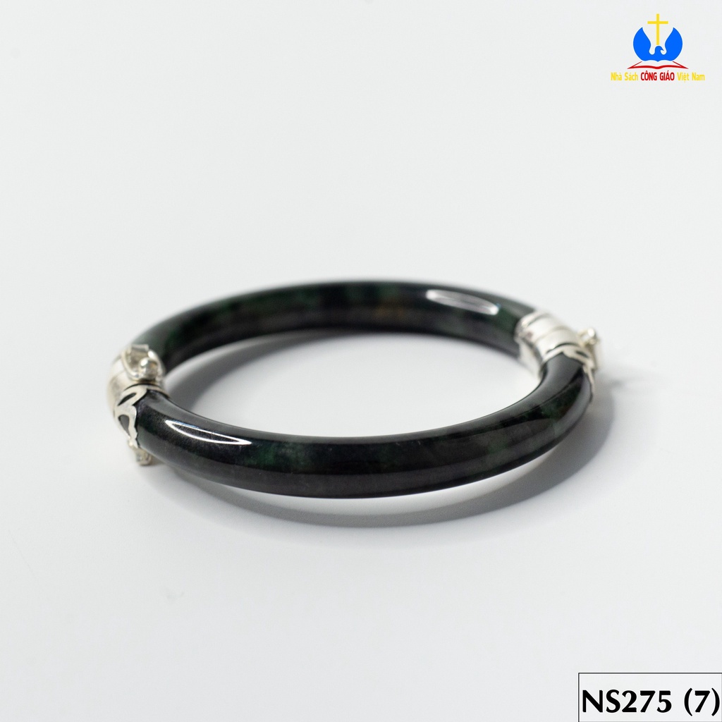Vòng tay đá Ngọc Bích bọc bạc ta TS0274 - Món quà ý nghĩa cho mẹ và bà_thumbnail_6