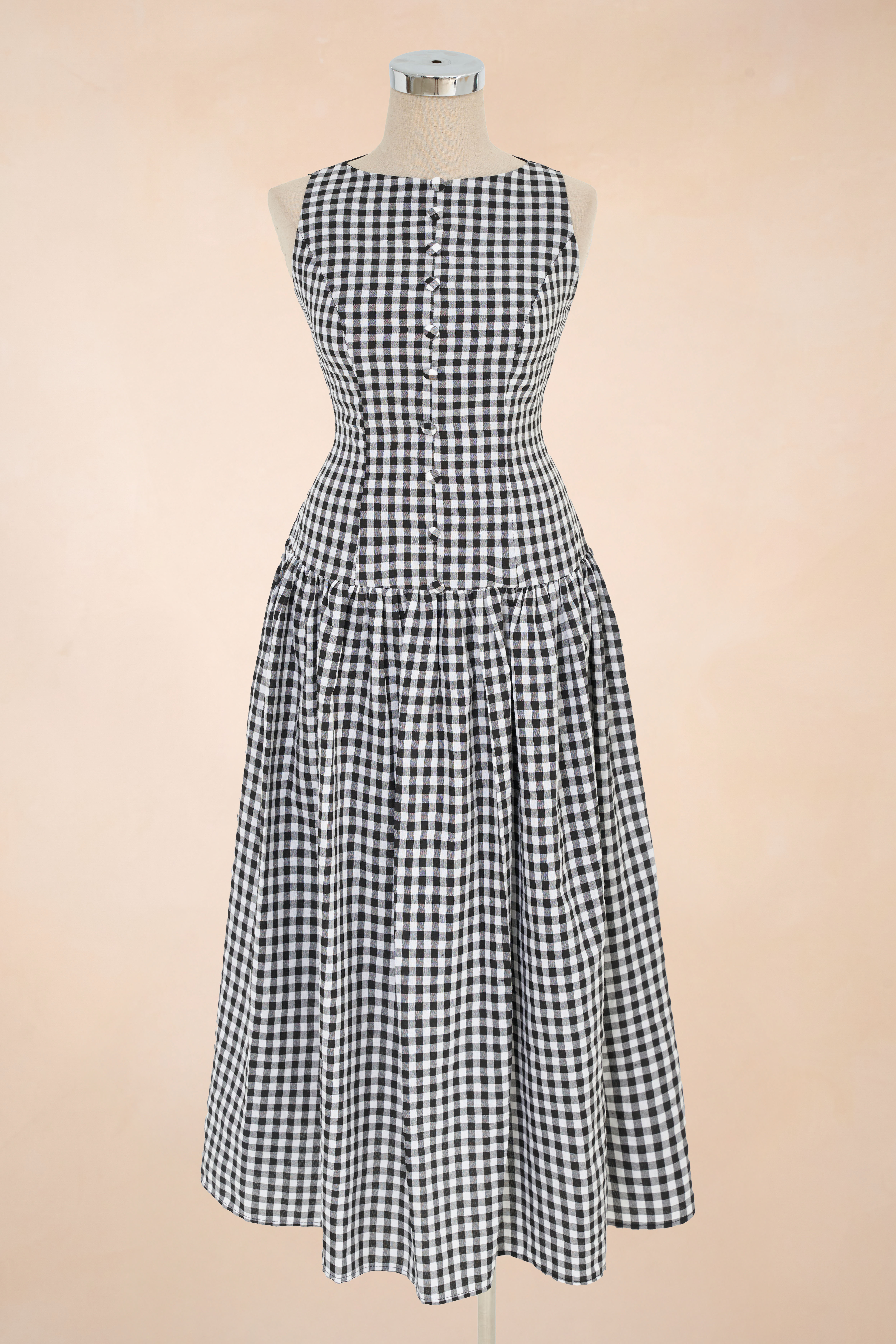 Đầm Xoè Caro Cúc Dọc_thumbnail_8