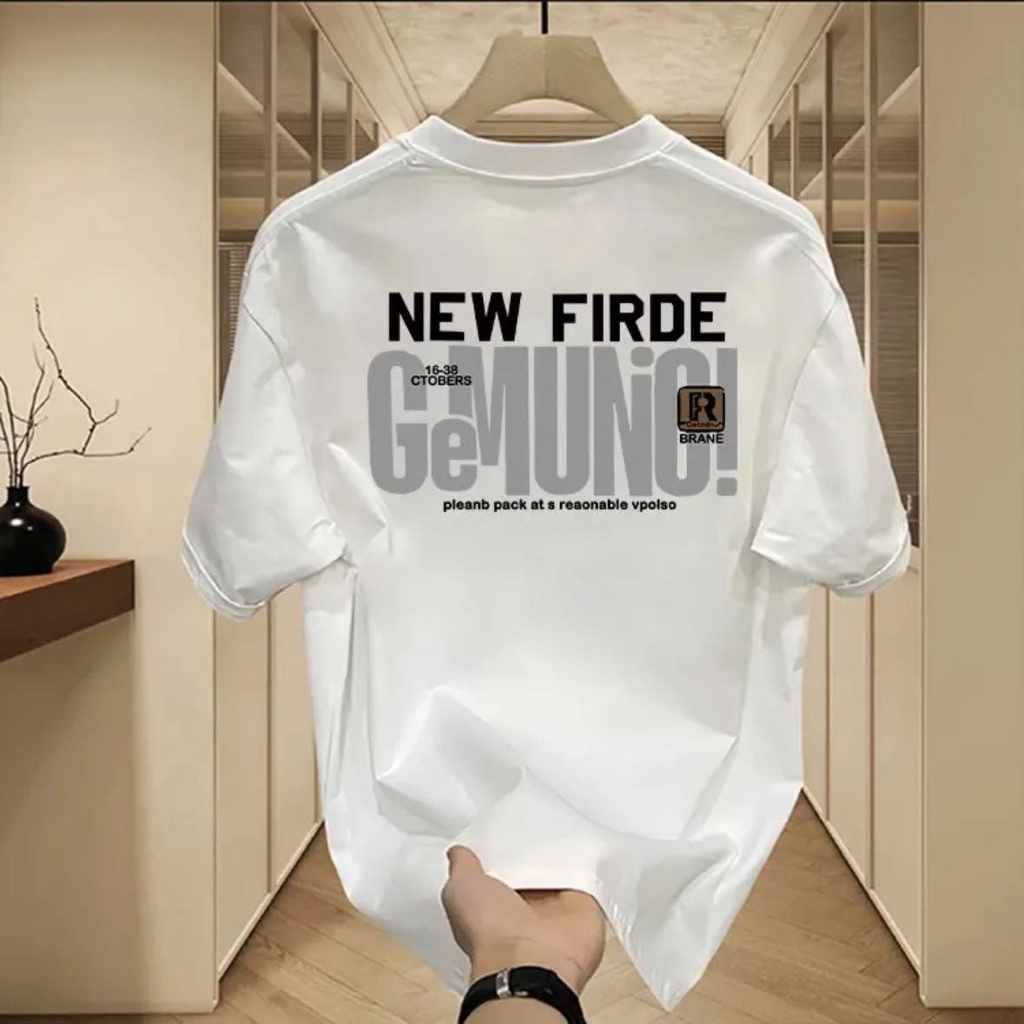 Áo thun nam form rộng ATD322 Miucho Iconic cotton cổ tròn in typography_thumbnail_7