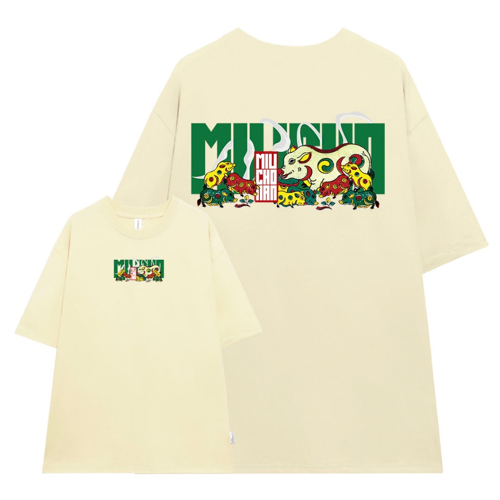 Áo thun nam form rộng 12 con giáp tuổi Hợi ( tuổi heo) ATD449 Miucho Man cotton cổ tròn ingraphic_thumbnail_0