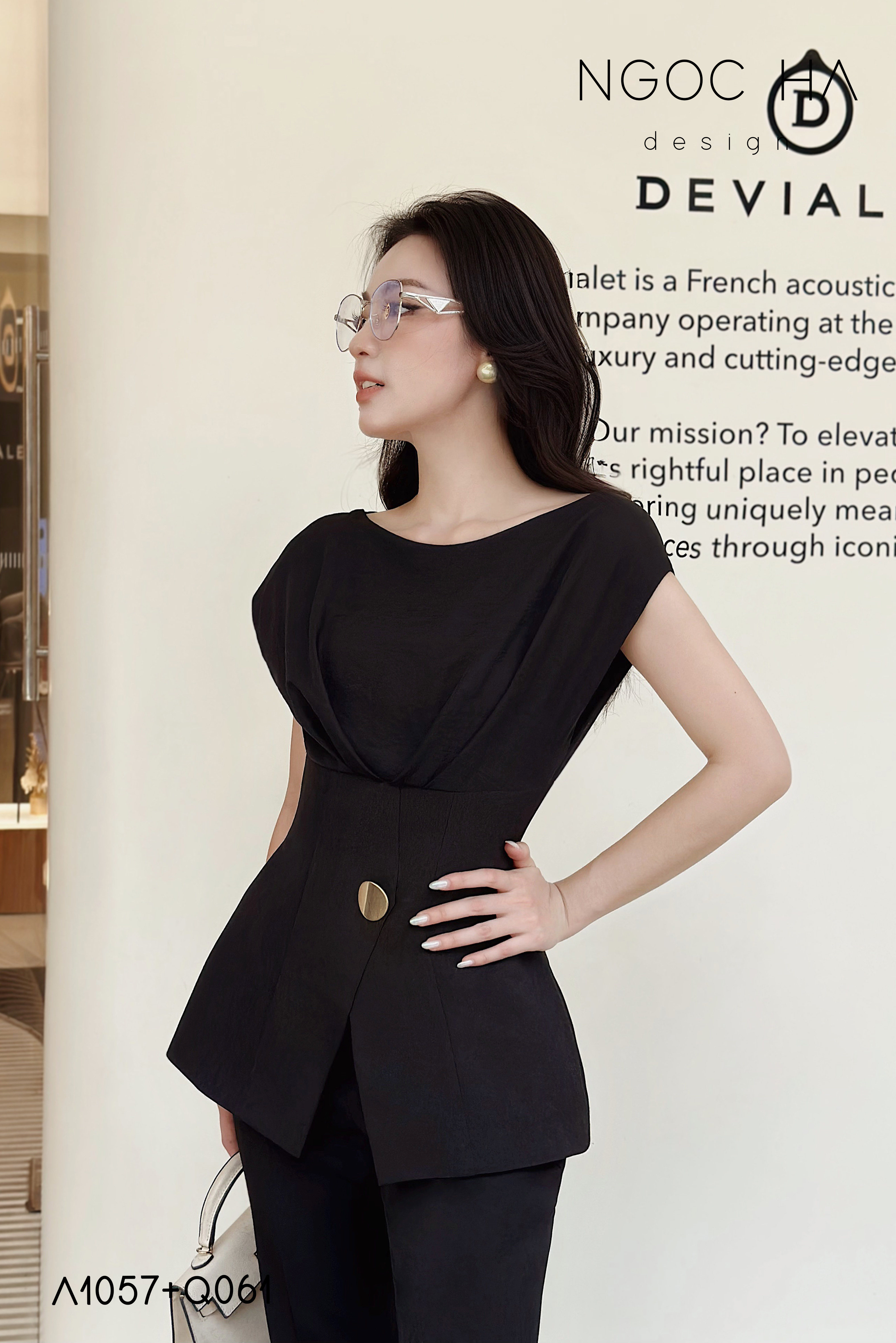 Jenny Top_ Áo Mix Tơ Thân Bổ Mảnh Vạt Chéo Màu Đen A1057_thumbnail_4