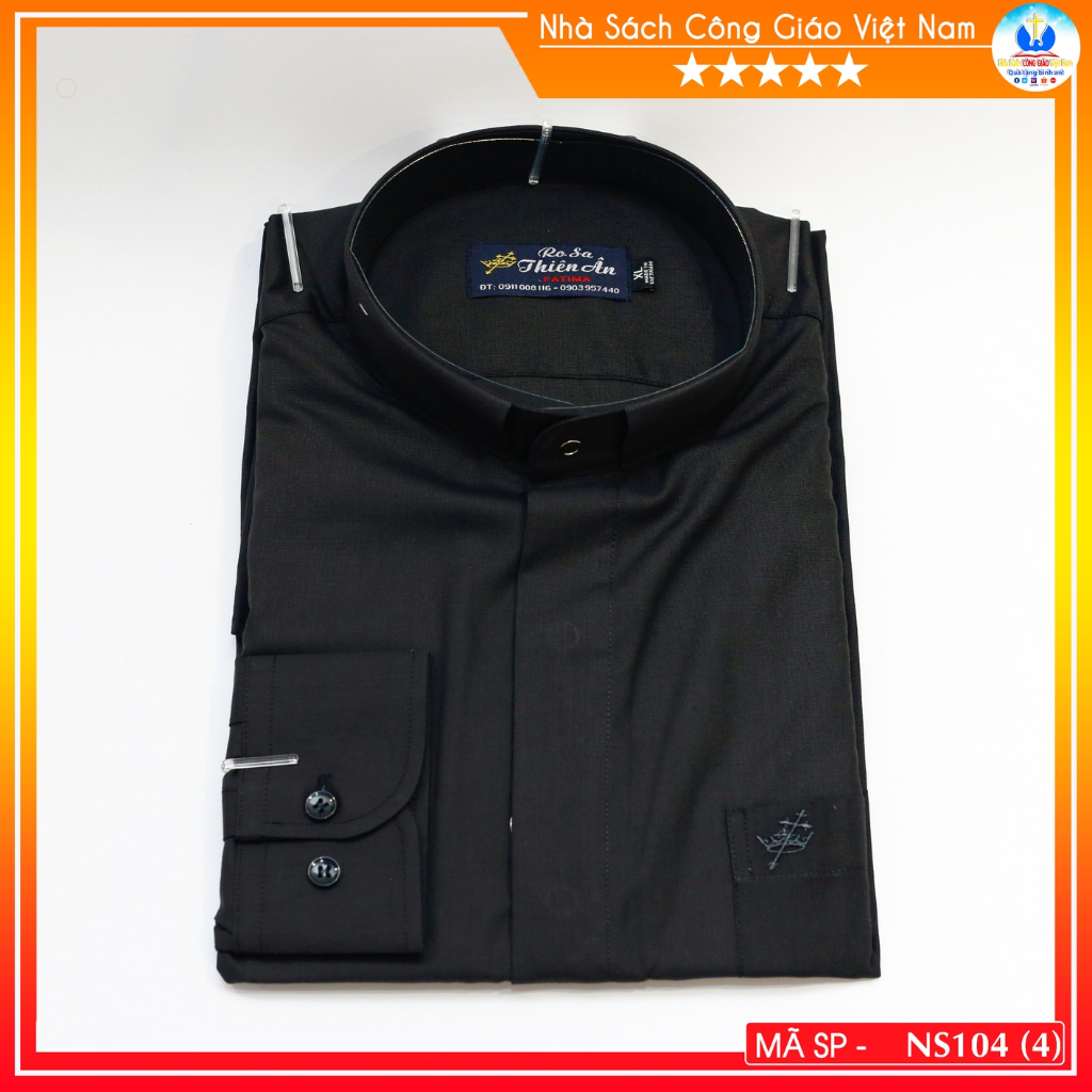 Áo Sơ Mi cổ côn linh mục dài tay Rosa Thiên Ân NS104-1 Quà tặng  Lễ quan thầy, truyền chức, sinh nhật cha xứ