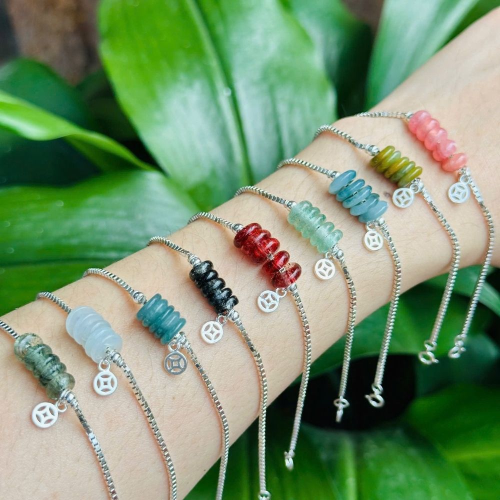 PT140 - Lắc tay bạc ngũ điếu kim tiền đá phong thủy