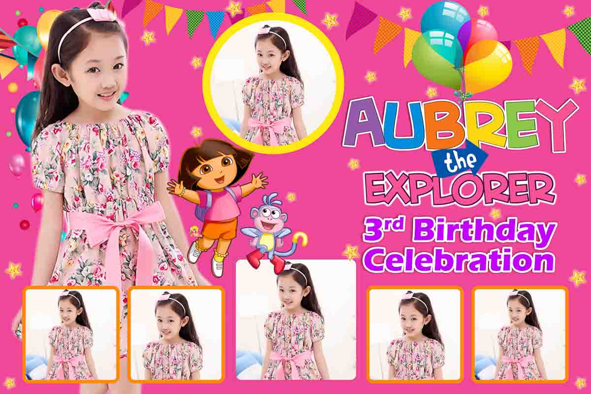 Dora Theme Birthday Tarp