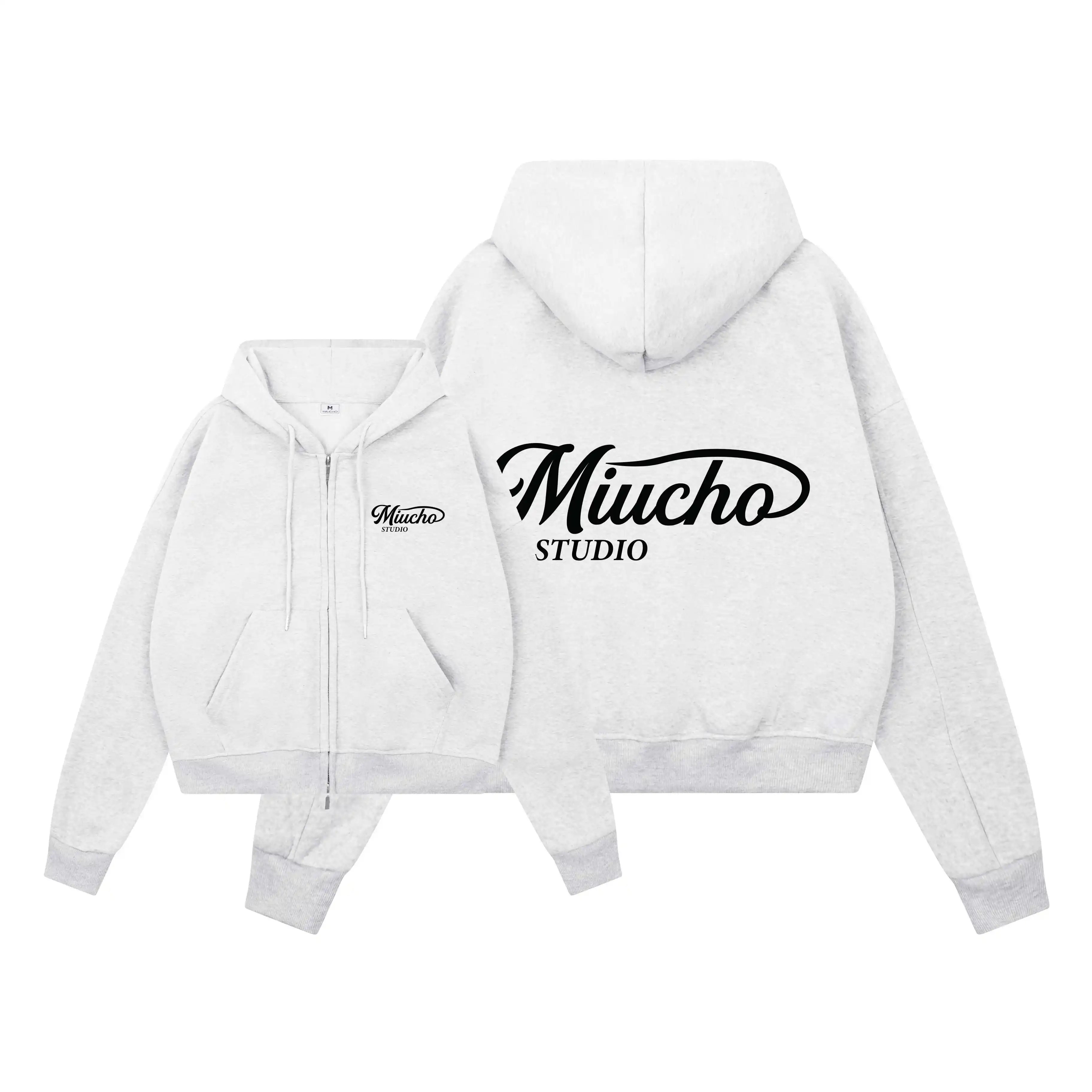 Áo khoác hoodie zip boxy Miucho nỉ 2 da thoáng mát khóa kéo có nón local brand 2837_thumbnail_0
