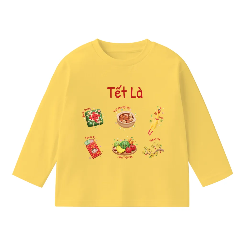 Áo thun kid tay dài form rộng Kado vải cotton thoáng mát mềm mại Tết đến bé vui in mix 2921_thumbnail_13