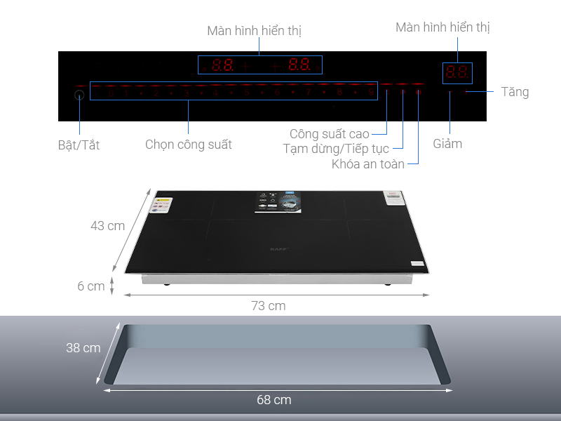Bếp từ đôi lắp âm KAFF KF-HID7348II