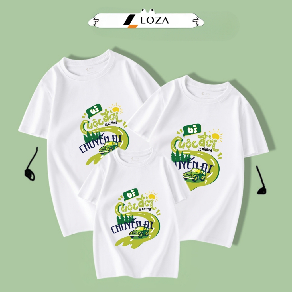 Áo phông gia đình màu trắng chất liệu cotton - Áo thun đồng phục gia đình 3-4-5 người - Loza mã G0312_thumbnail_2