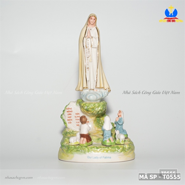 Tượng sứ Đức Mẹ Fatima và 3 trẻ nhỏ 18cm