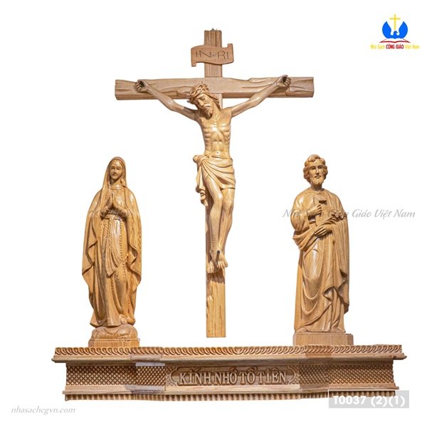 Bộ bàn thờ gỗ Pơmu Lộ Đức tượng 50cm mẫu 02