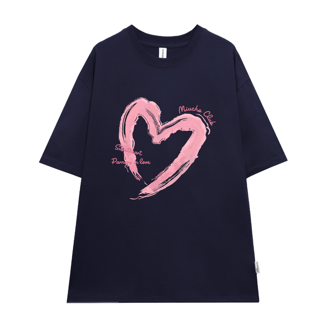 Áo thun cặp nam nữ trái tim form rộng 1941 Miucho cổ tròn vải 4c cotton 220gsm thoáng mát in mix_thumbnail_20