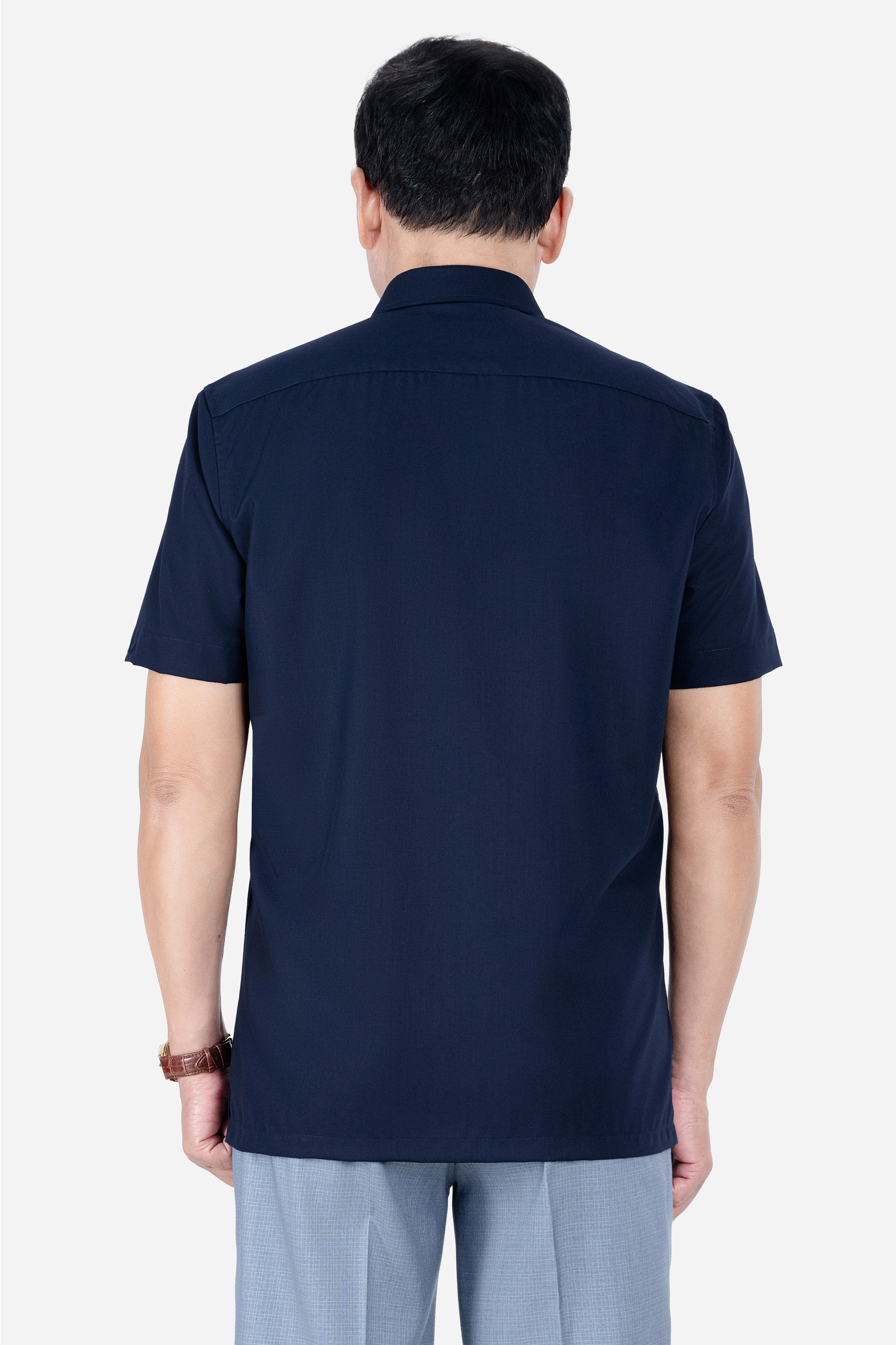 Sơ Mi Trơn Cộc Tay Nam Trung Niên Chất Liệu Cotton Nhập Khẩu Màu Đỏ Đô_thumbnail_34