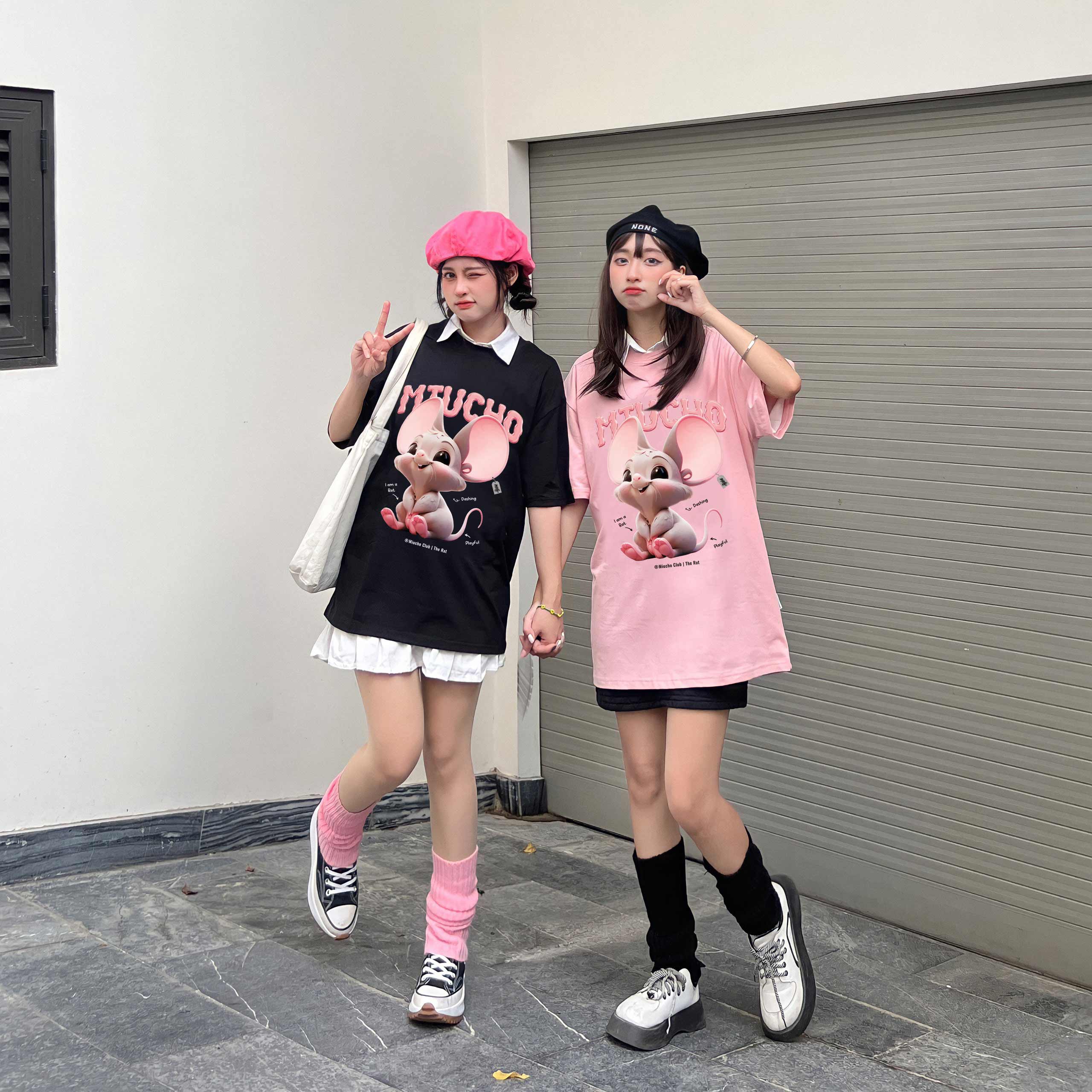 Áo thun form rộng 12 con giáp tuổi Tí ATD1236 Miucho tay ngắn cổ tròn in mix_thumbnail_5