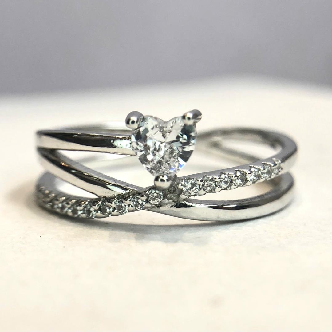 Nhẫn bạc xi kim xoắn 3 vòng kim cương hạt size 7._thumbnail_2