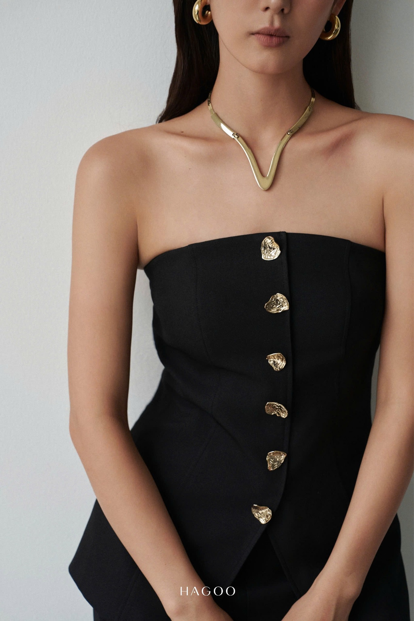 Áo cup ngực cúc đồng HAGOO