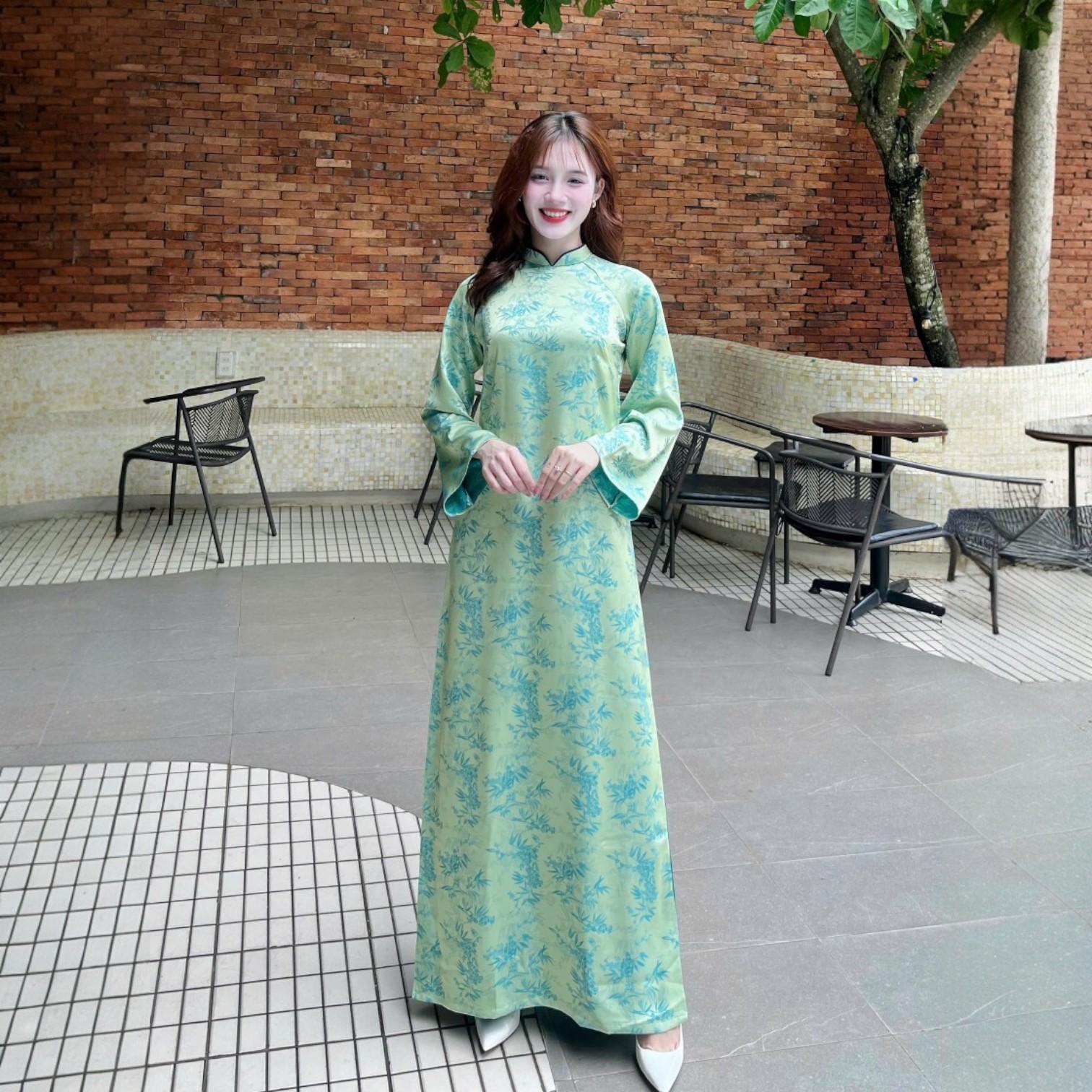 Áo Dài Cách Tân Nữ Dáng Suông Tay Dài Giả Cổ Phục Tơ Hoa MM05_thumbnail_1