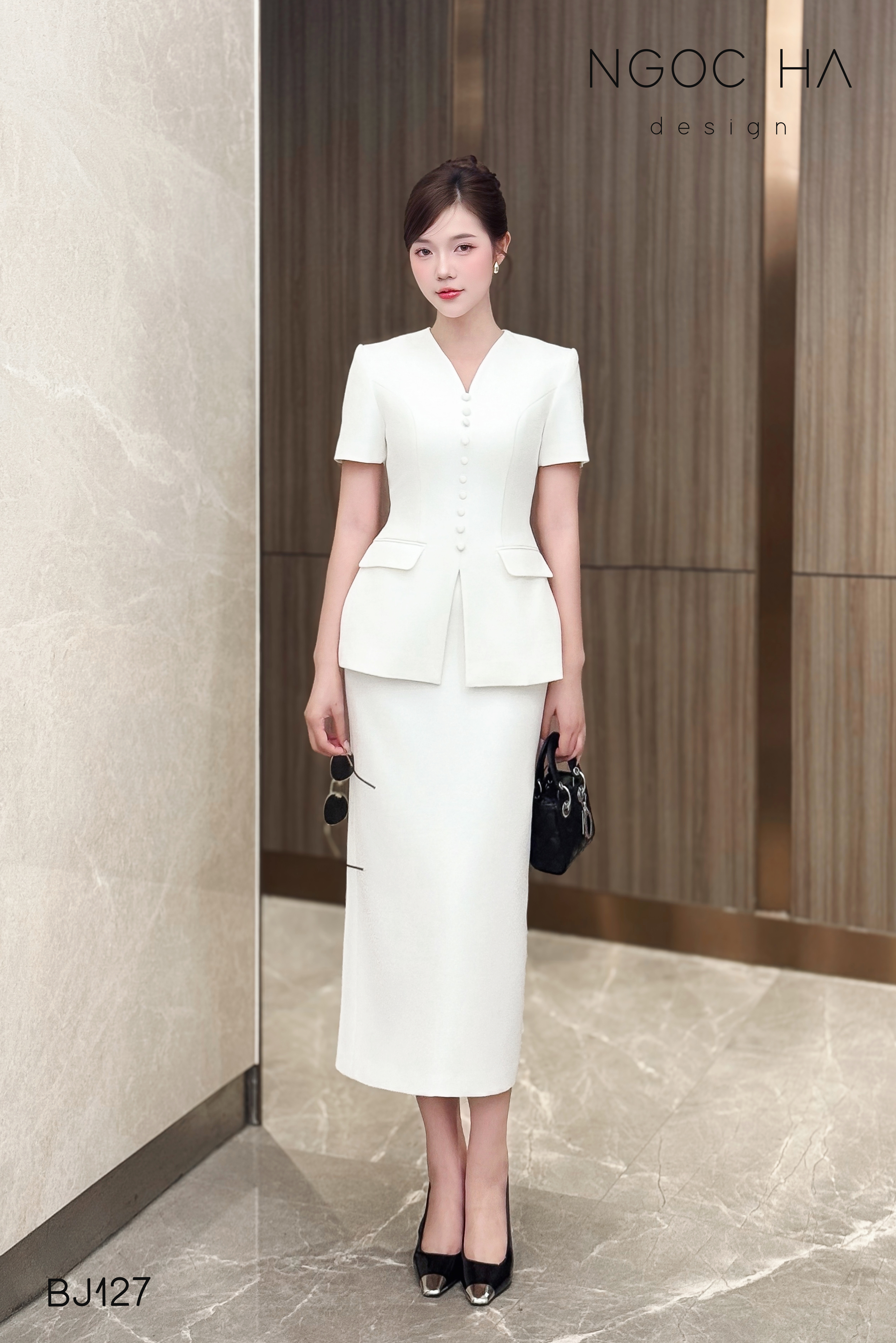 Cateline Set_ Bộ Vest Cổ V Đính Cúc Nhí Chân Váy Bút Chì BJ127_thumbnail_1