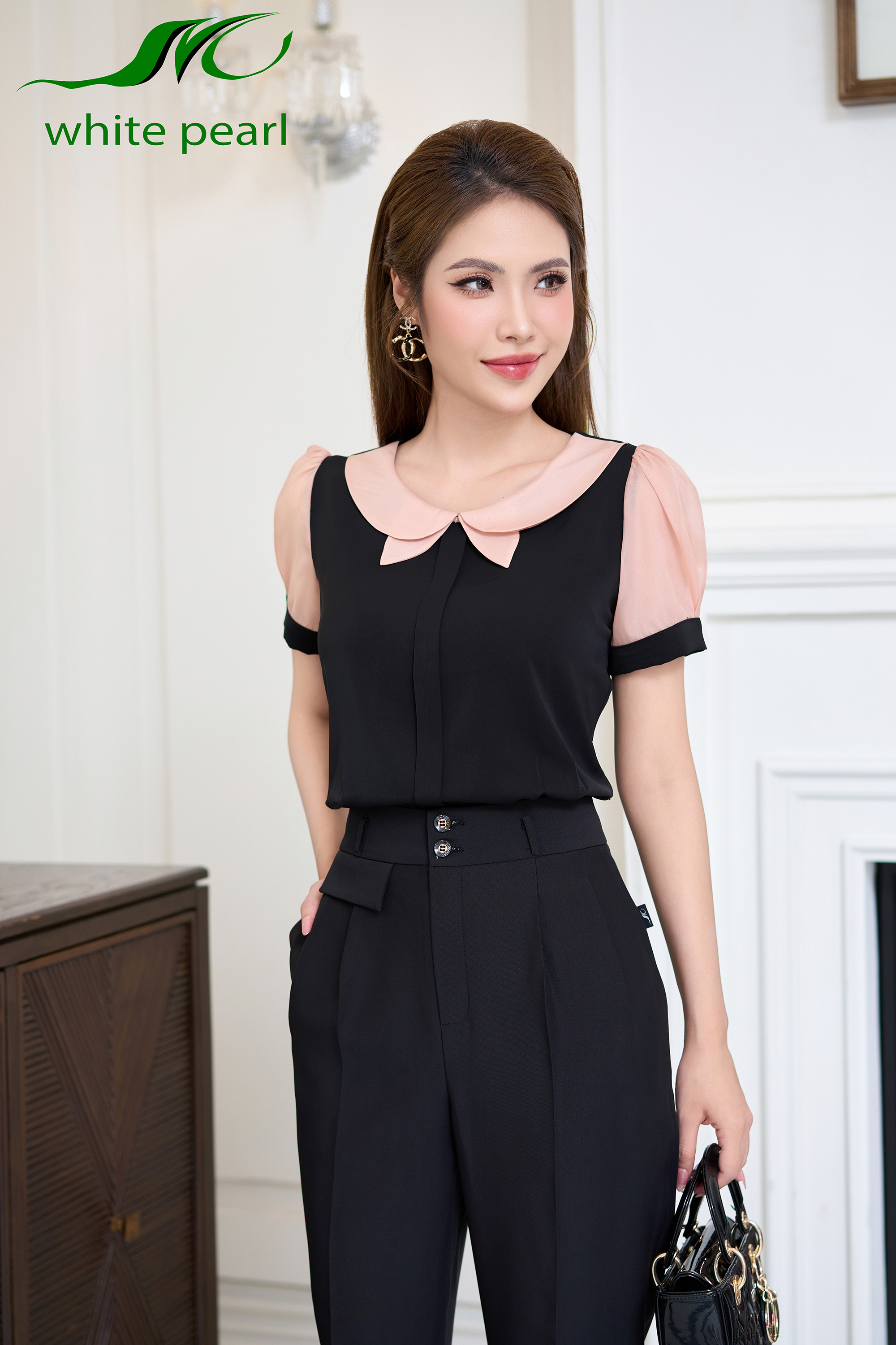 Quần âu nữ dáng baggy nắp túi giả thời trang công sở cao cấp White Pearl_thumbnail_4