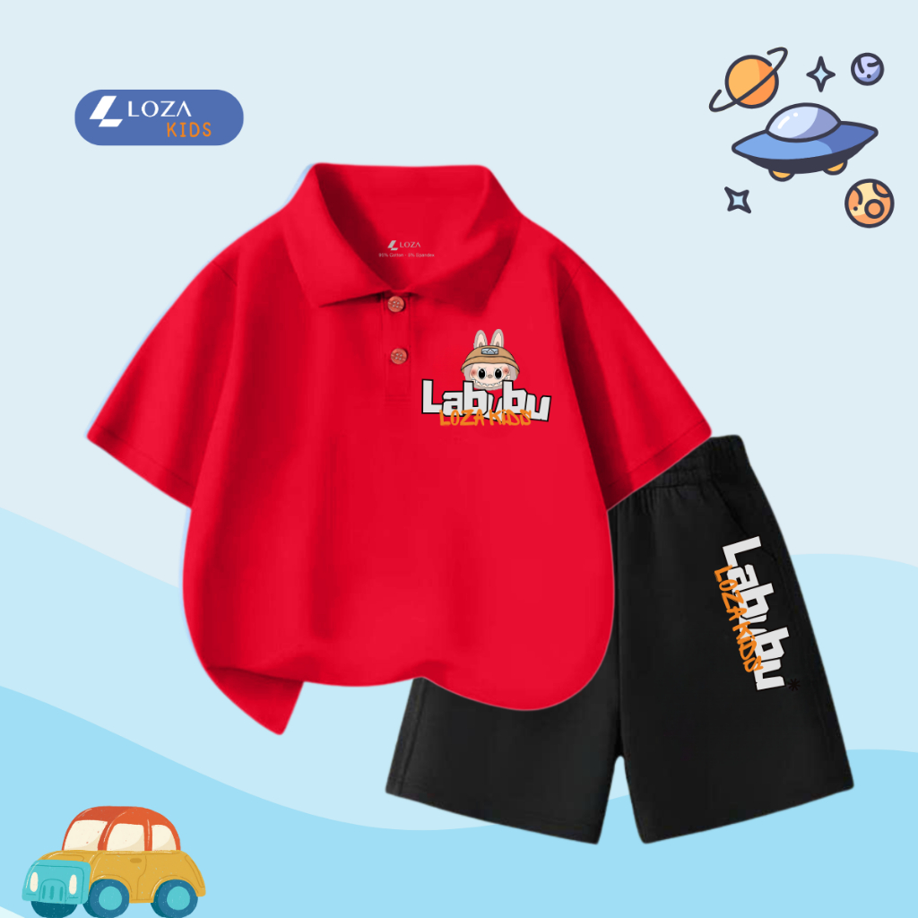 Bộ đồ polo bé trai in hình 'Labubu' - Loza Kids BO245_thumbnail_1