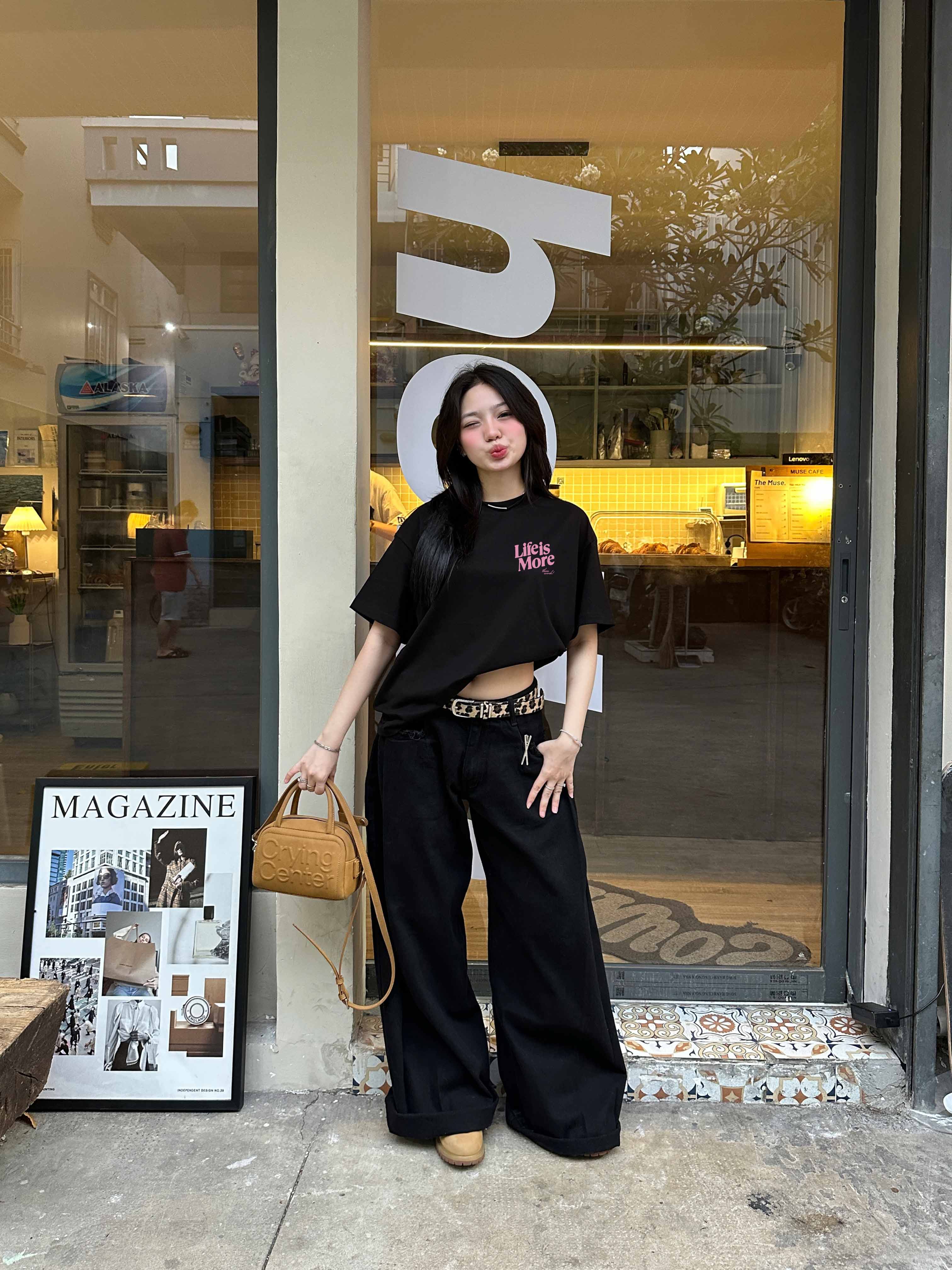 Áo thun boxy basic AXD2375 Miucho tay ngắn cổ tròn chất cotton dày dặn thoáng mát in typography_thumbnail_5