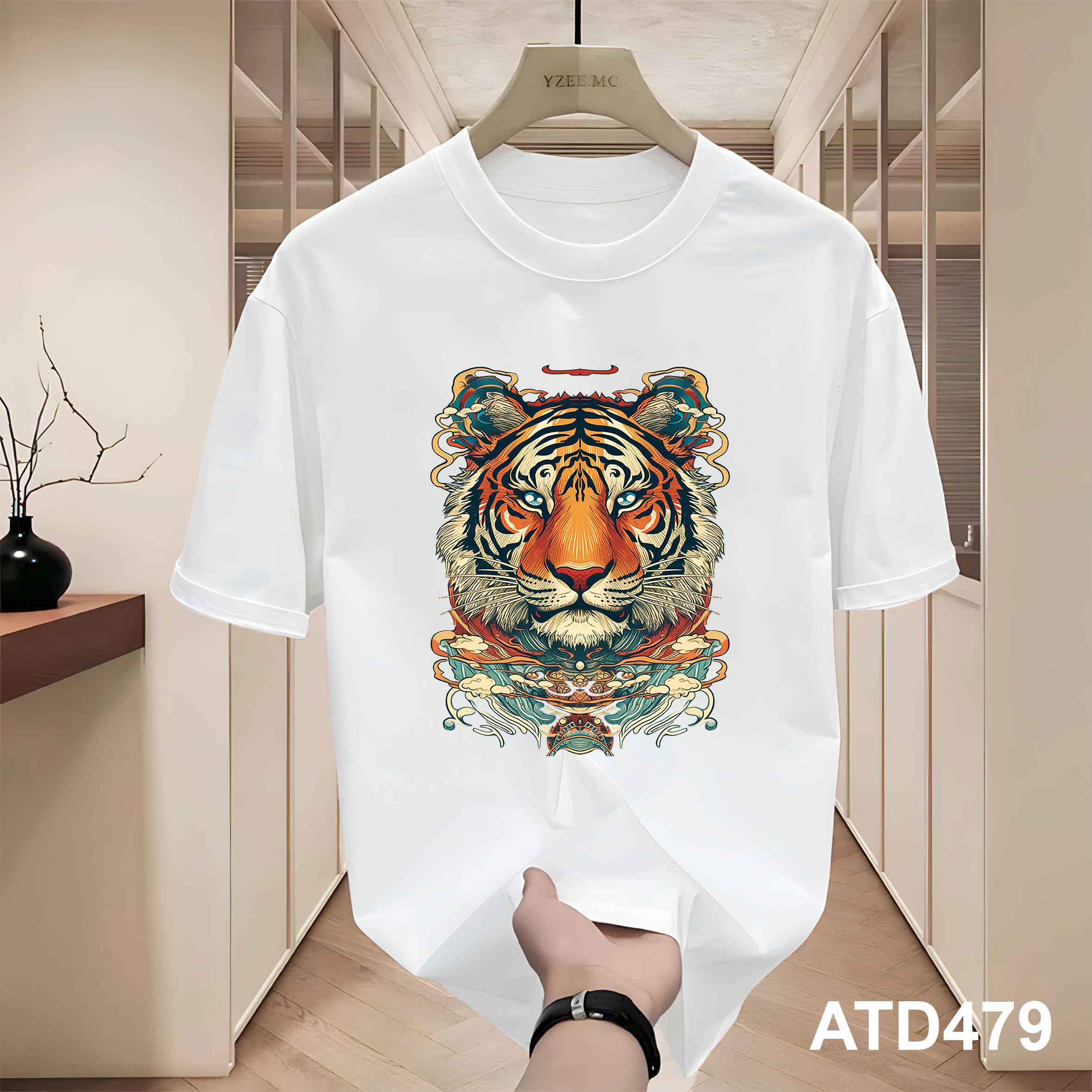 Áo thun nam form rộng 12 con giáp tuổi Dần ATD479 Miucho Iconic cotton cổ tròn in graphic_thumbnail_3