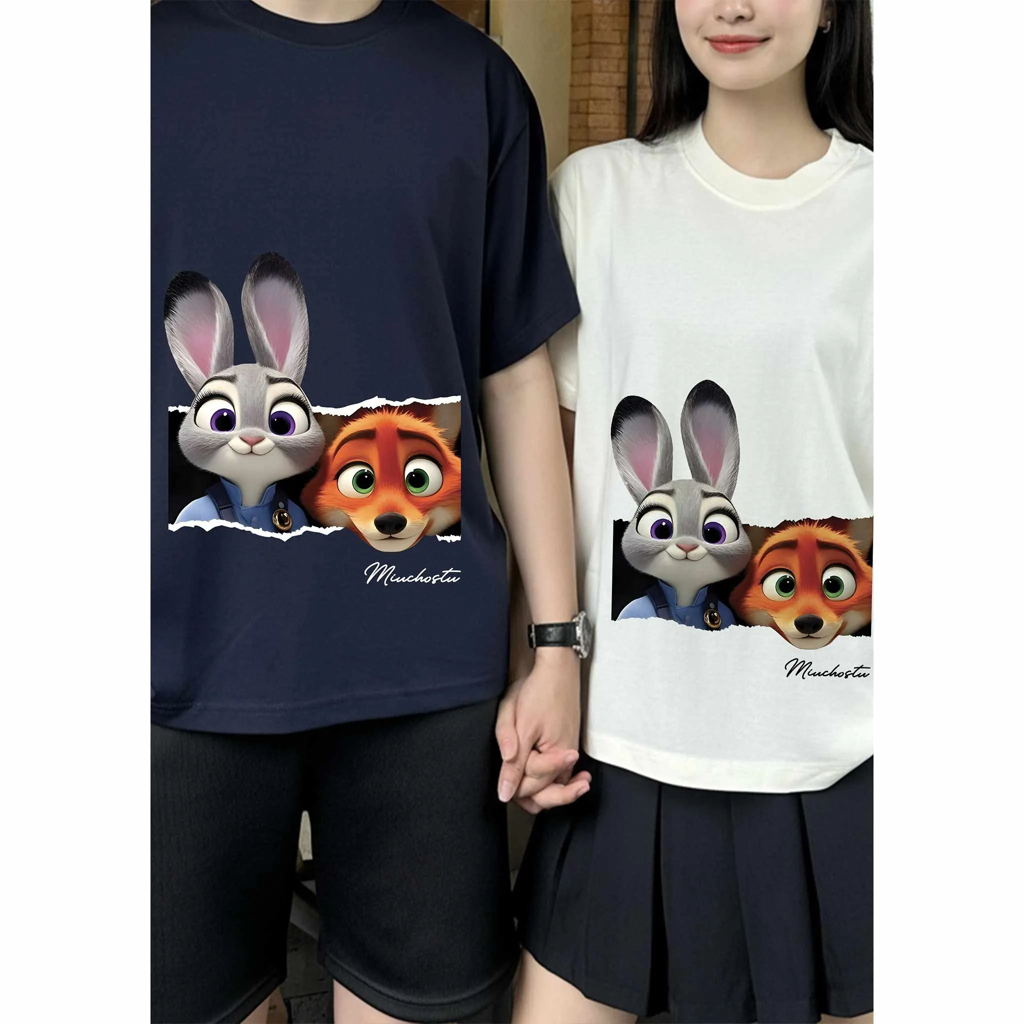 Áo thun couple form boxy Miucho Club vải cotton co giãn 2 chiều thoáng mát Judy Hopps in mix 2826_thumbnail_9