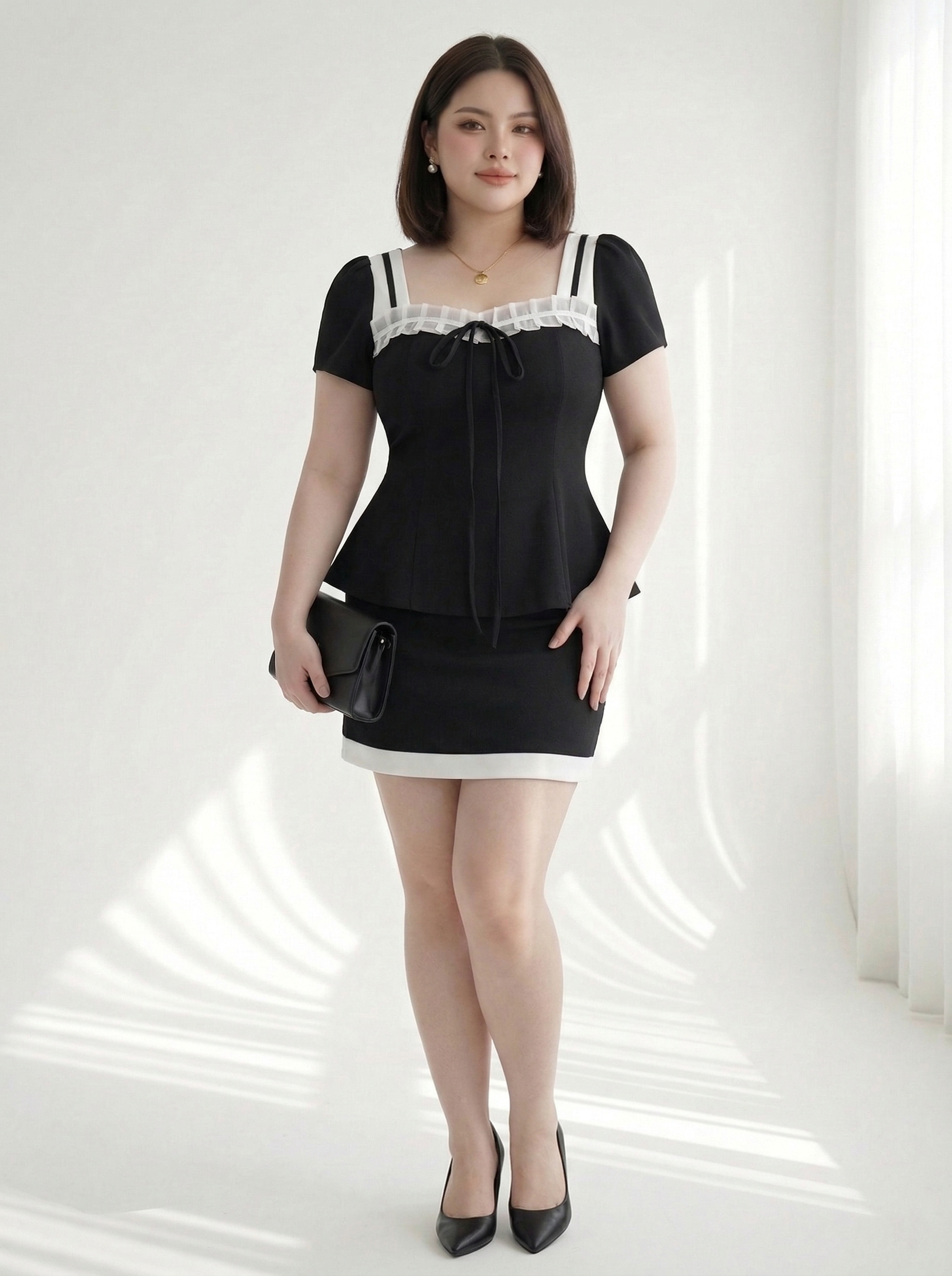 BIGSIZE NỮ - Sét áo kiểu kèm chân váy V-SET010