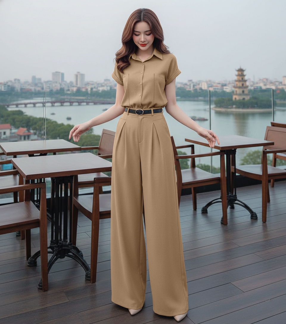 Set bộ đồ áo sơ mi phối quần ống rộng phong cách_thumbnail_14