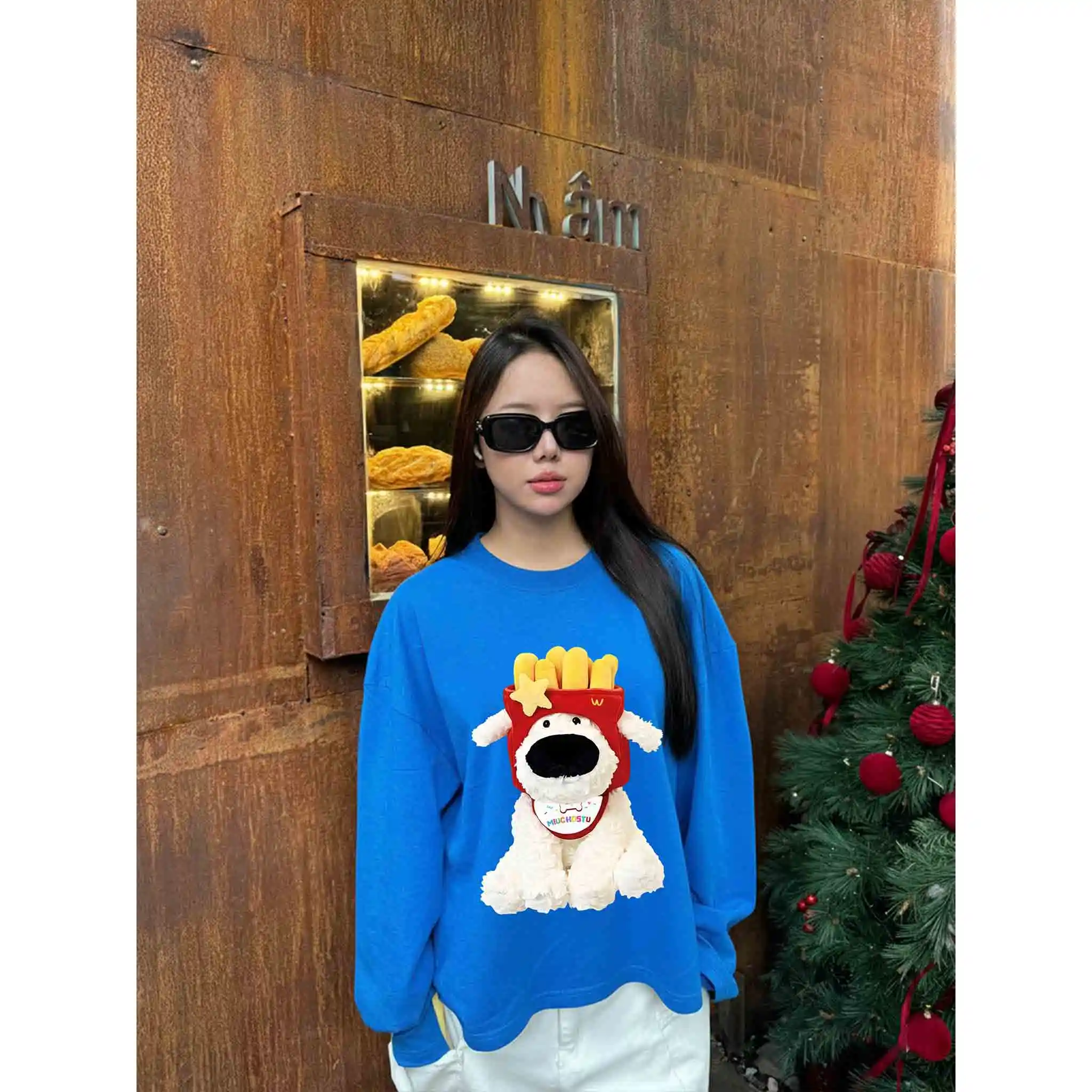 Áo thun form boxy tay dài Miucho vải cotton thoáng mát thoải mái dễ phối hình cũn in mix 2801_thumbnail_5