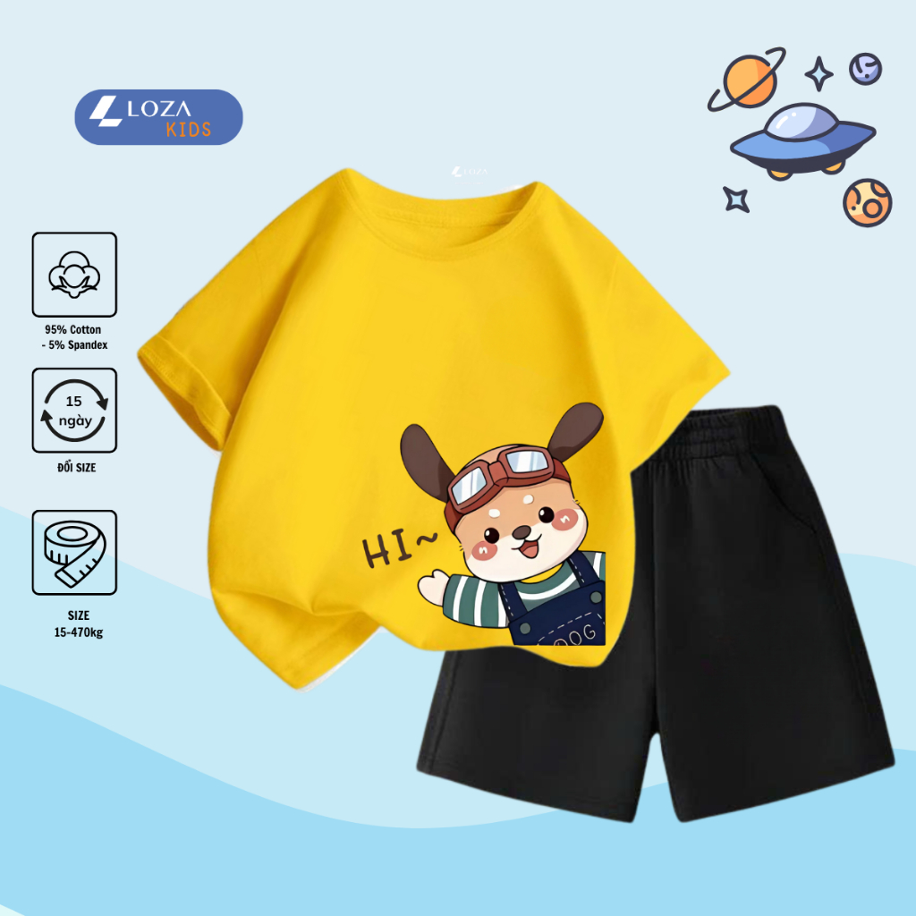 Bộ đồ  bé trai in hình gấu Hi -  Loza Kids SB235_thumbnail_3