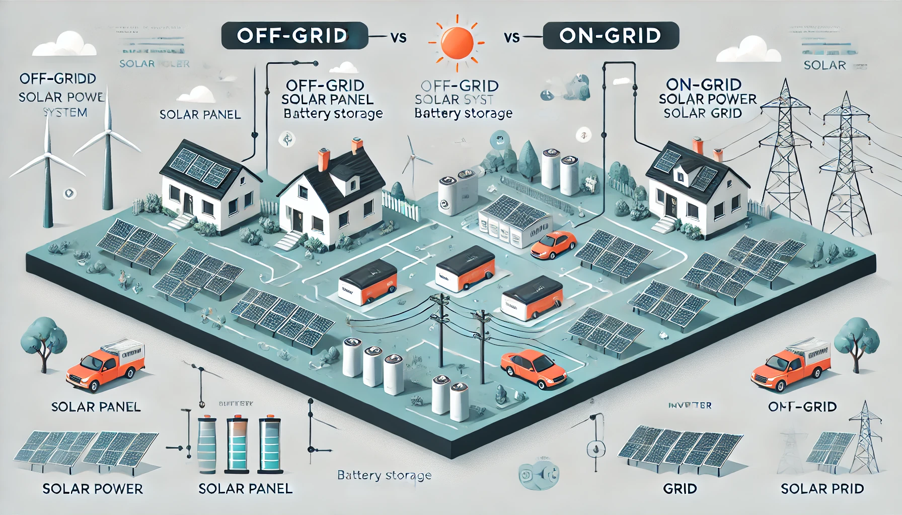 So Sánh Hệ Thống Năng Lượng Mặt Trời Độc Lập Và Hòa Lưới