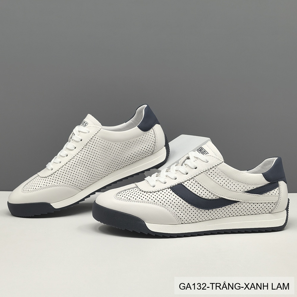 GA132 - Giày Sneaker Nam Phong Cách Hàn Quốc Đế Bằng Thoáng Khí Màu Trắng Xanh Lam & Trắng Mơ_thumbnail_2