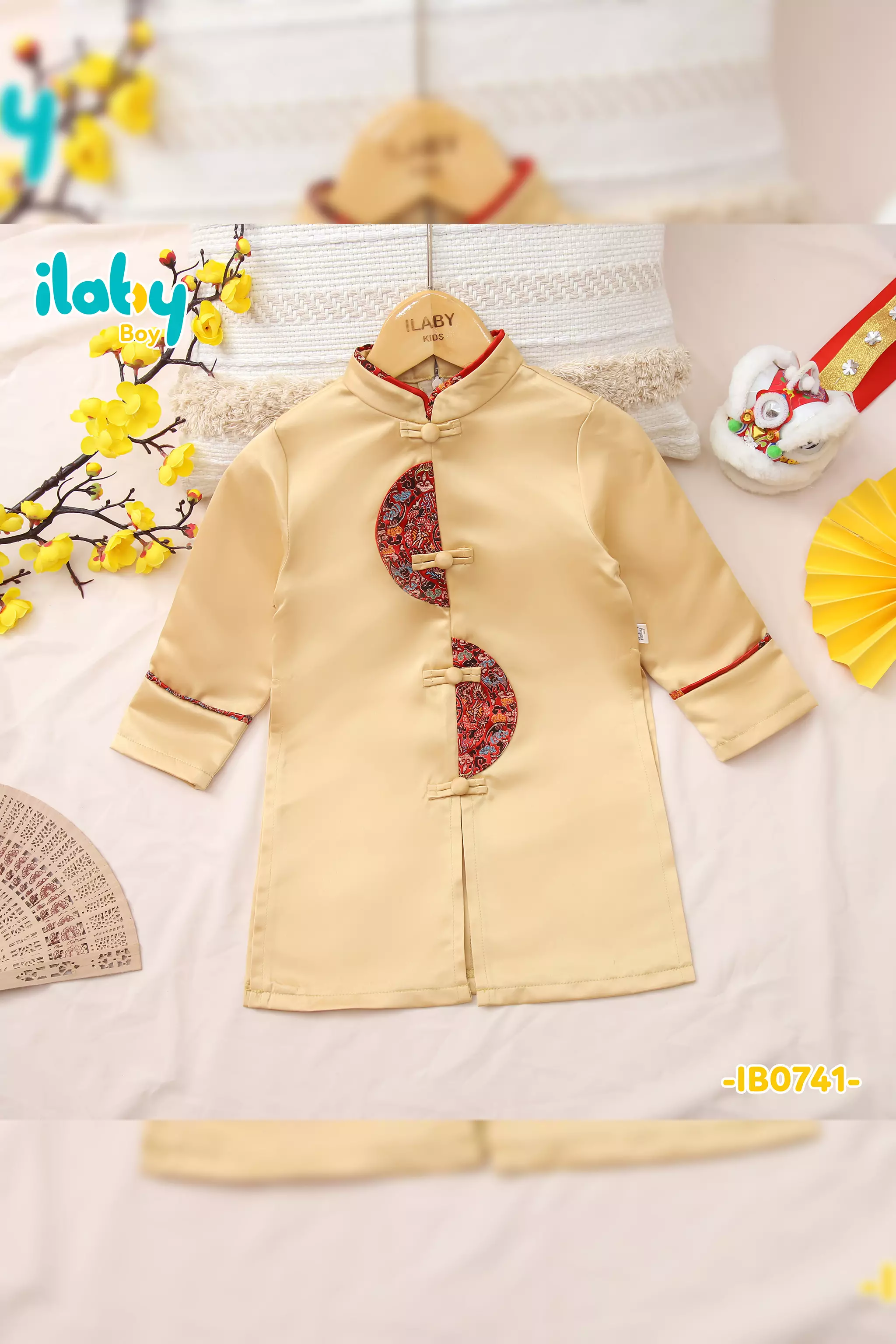 Áo dài tafta phối gấm bé trai_thumbnail_1