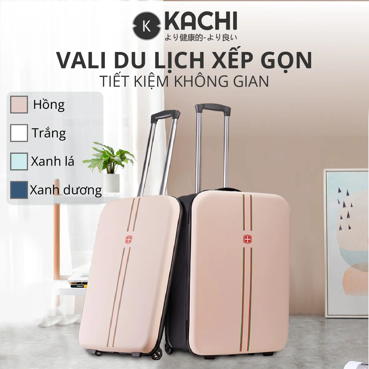 Vali du lịch xếp gọn tiết kiệm không gian Kachi MK355/MK356 size 20