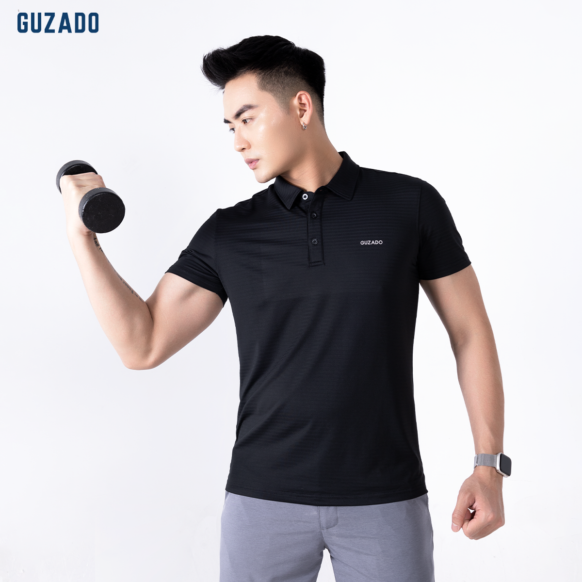 Áo Polo thể thao nam CoolMax-S1 Logo thương hiệu Guzado GPL01_thumbnail_4