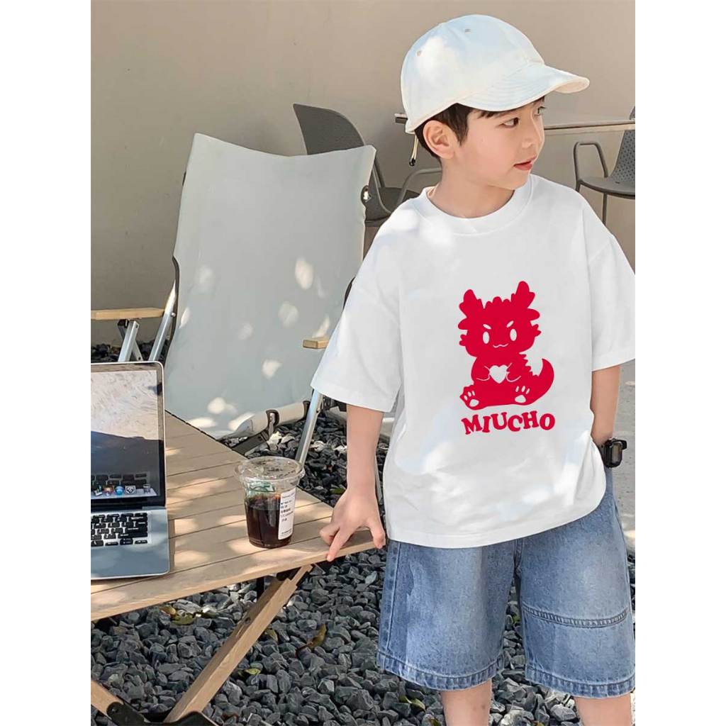 Áo thun tết đẹp cho bé gái bé trai form rộng thoáng mát AED907 Miucho Kid 100% vải cotton basic in mix_thumbnail_4