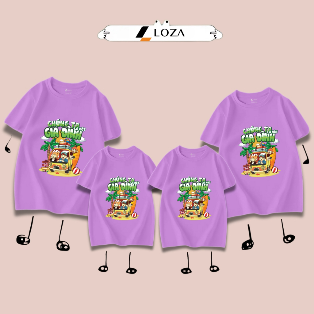 Áo phông gia đình LOZA KIDS chúng ta là một gia đình 2025 - Áo đồng phục gia đình du lịch biển – Mã GĐ3142_thumbnail_1