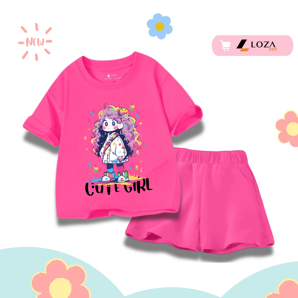 Đồ bộ bé gái in hình 'Bé gái cute girl' -  Loza Kids SB359